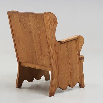 AXEL EINAR HJORTH, fåtölj av betsad furu, "Lovö", Nordiska Kompaniet, 1930-tal.