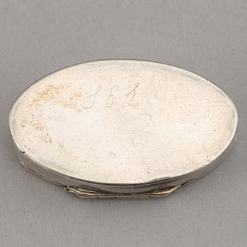 Dosa, guld, samt dosor, 4 st, silver. 1800-1900-tal.