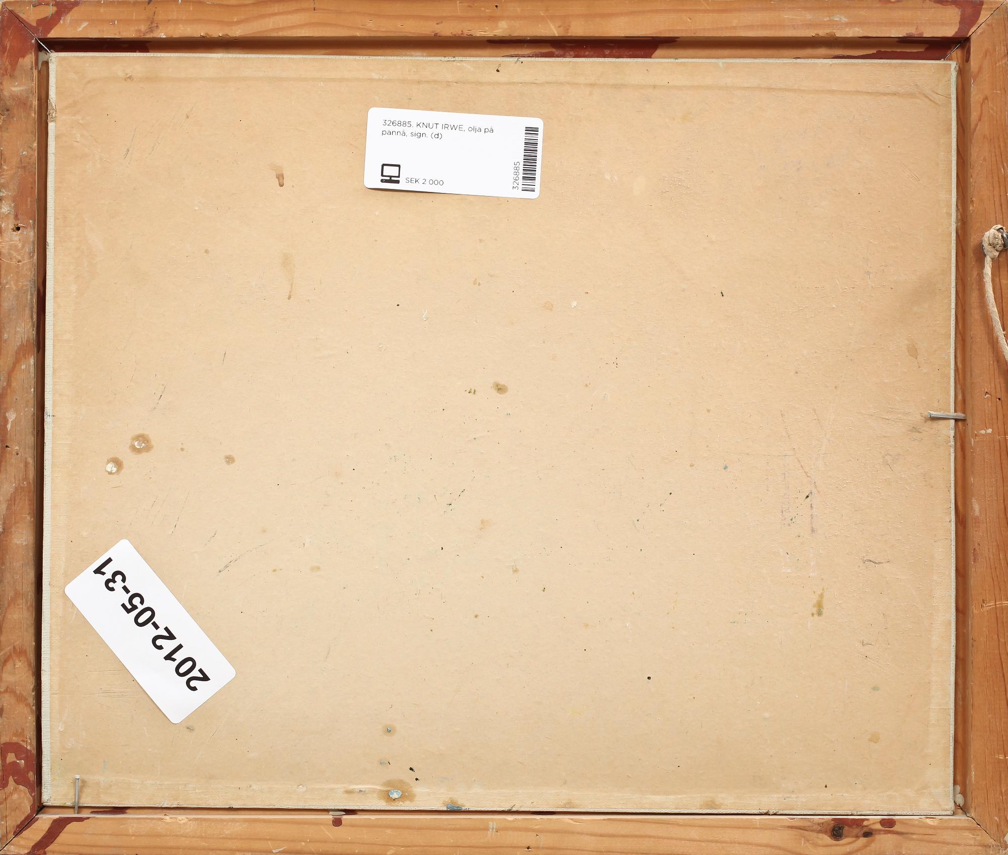 KNUT IRWE, olja på pannå, sign.