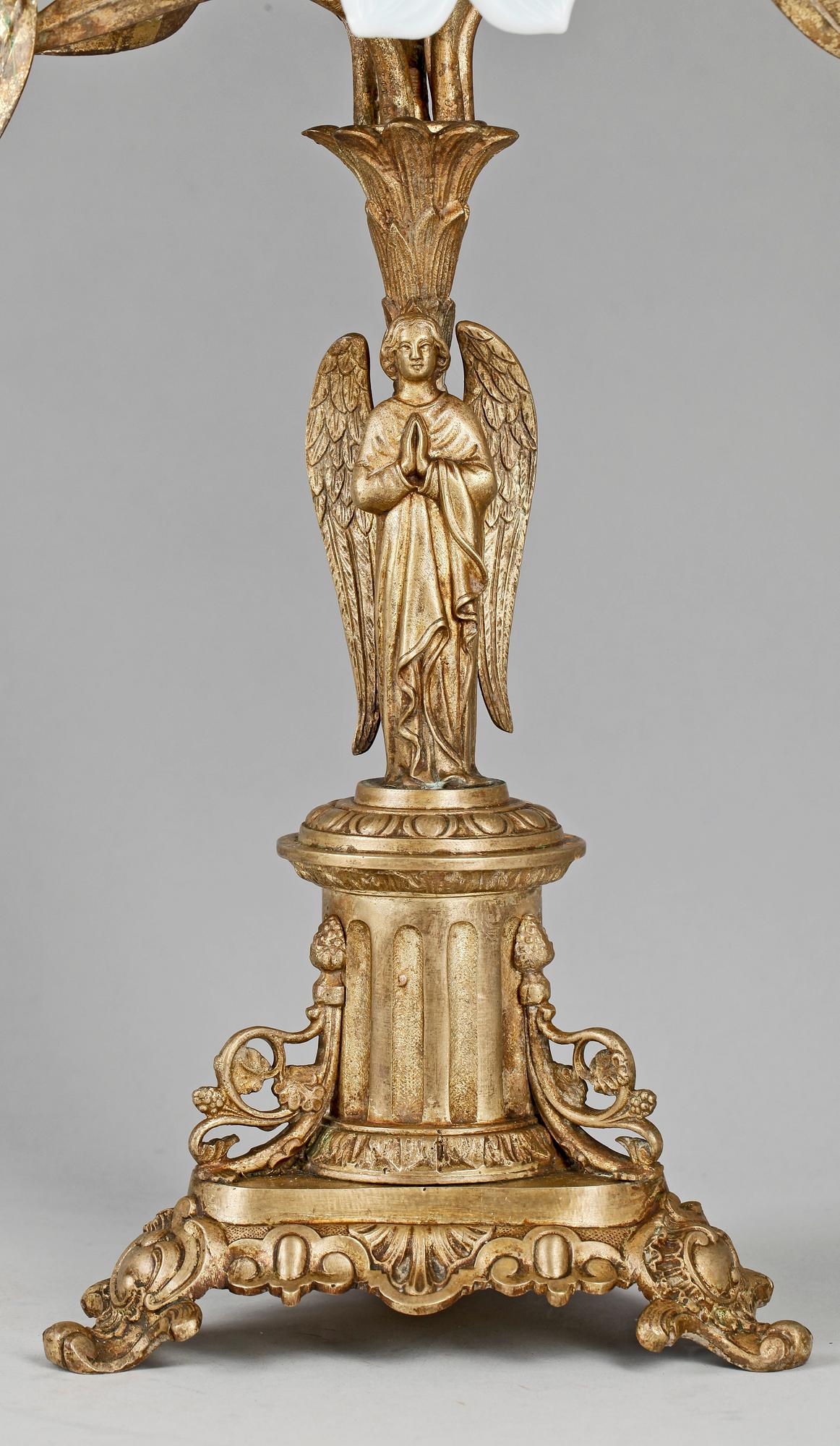 KYRKLJUSSTAKAR, 2 st snarlika, förgylld brons, Frankrike 1800-talets andra hälft.