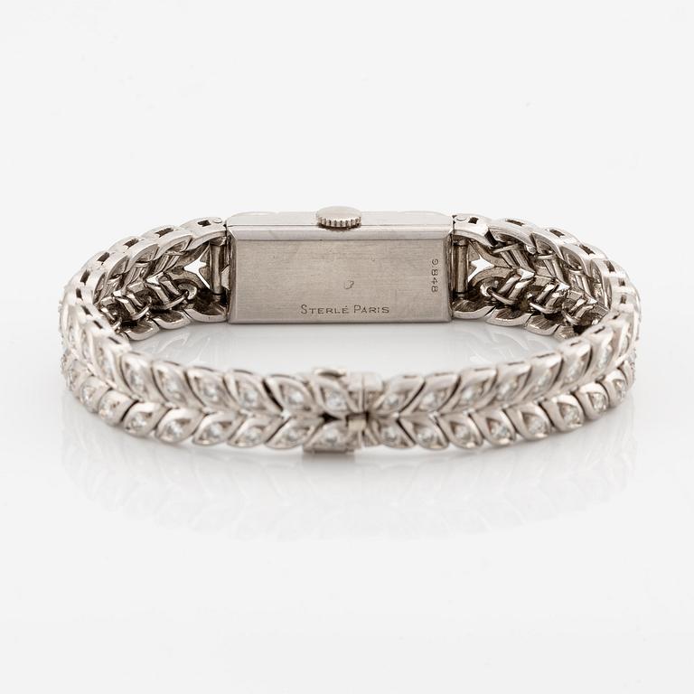 Sterlé armbandsur platina med runda briljantslipade diamanter.
