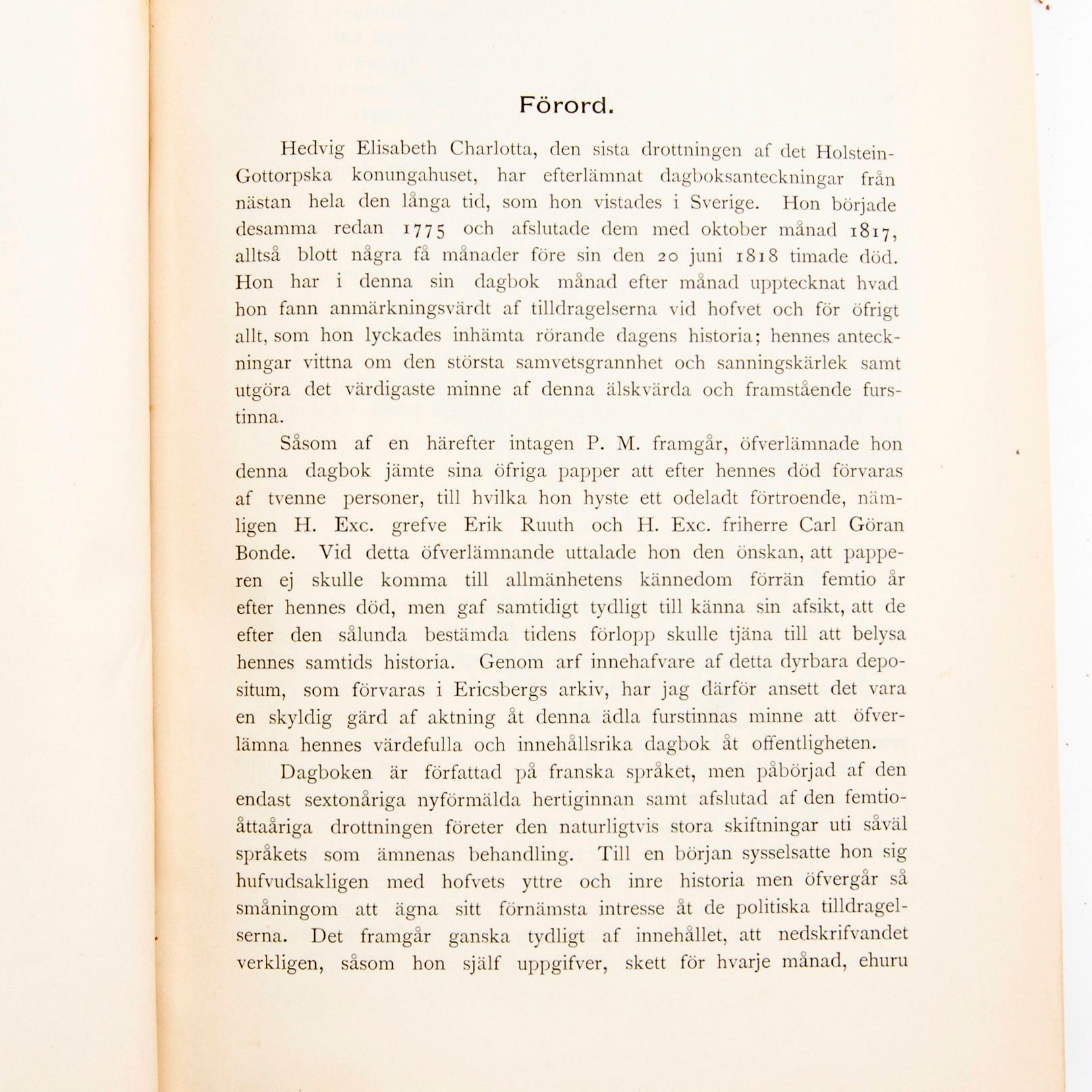 Book work 9 vol "Hedvig Elisabeth Charlotta's diary".