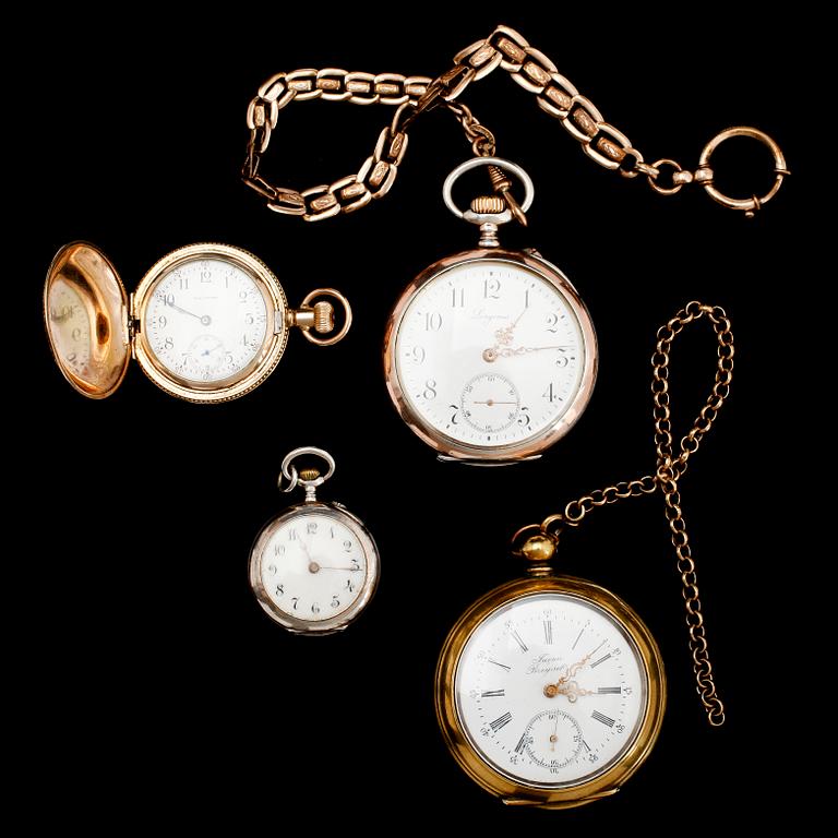 FICKUR, 4 st, silver och förgyllt silver, sekelskiftet 1900.