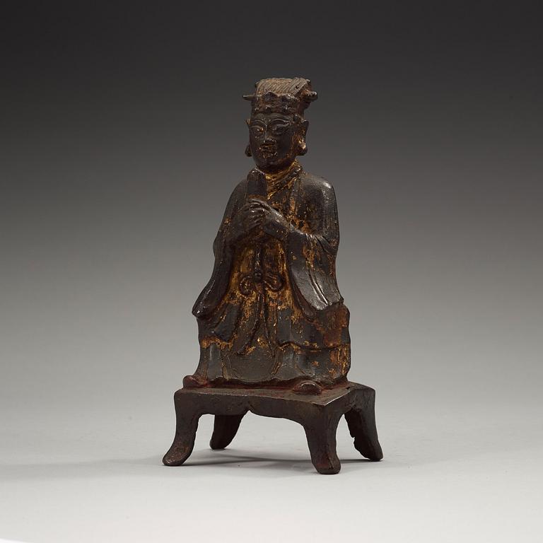 A bronze figure of a daoist deity, Ming dynasty (1368-1644).