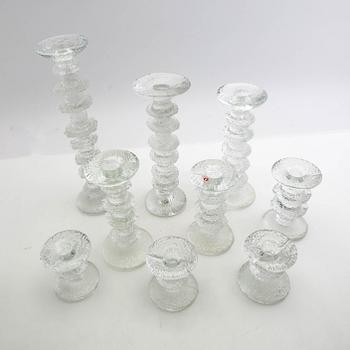 Timo Sarpaneva, ljusstakar 9 st "Festivo" Iittala Finland gjutet glas.