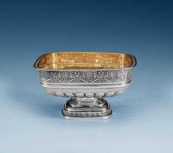 A Russian 19th century parcel-gilt bowl, makers mark of Jakob Wiberg, Moscow 1831.