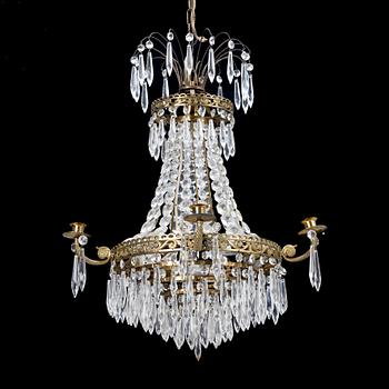 A Empire style chandelier, mid 20th Century.