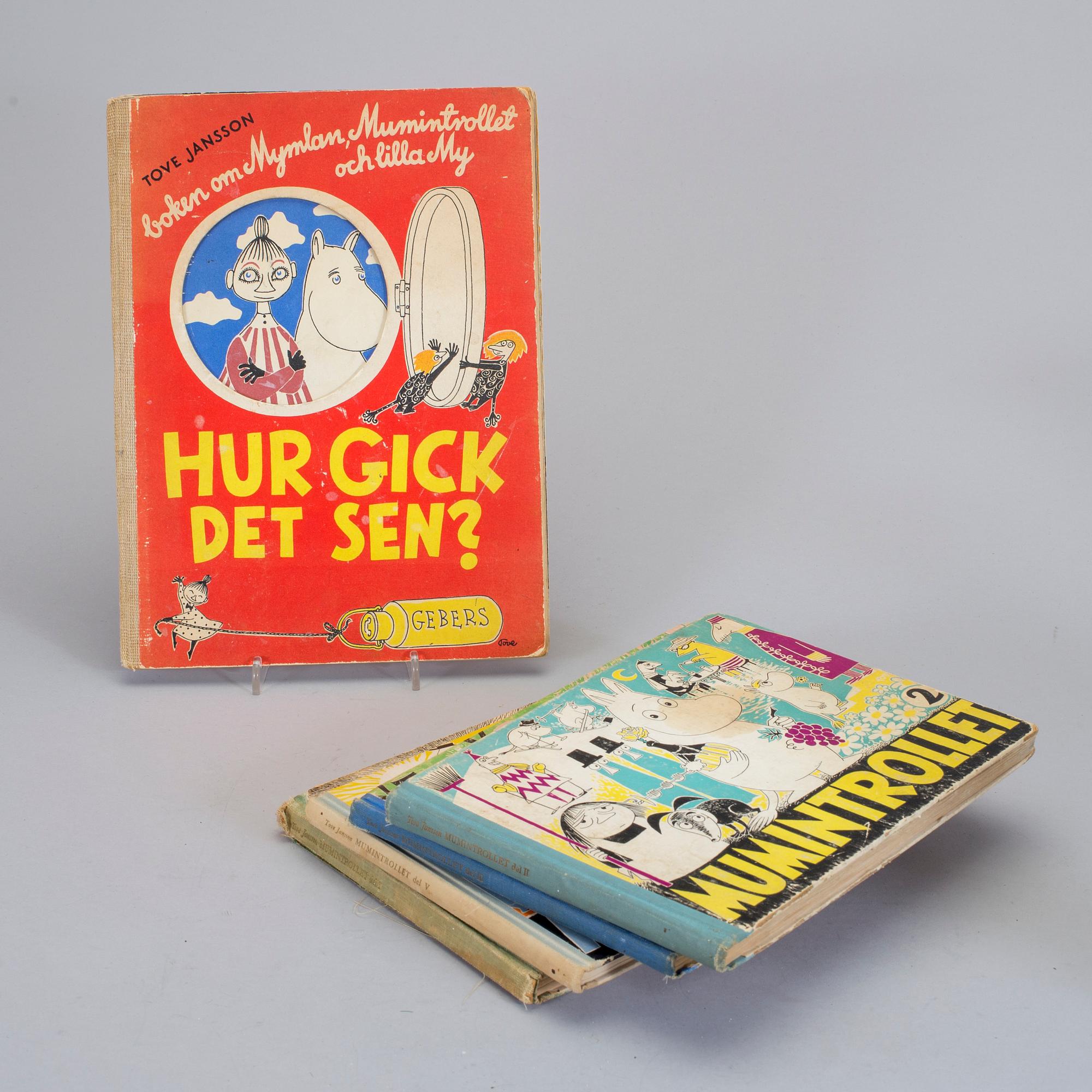 BÖCKER, 5 st, Tove Jansson, bl a "Hur gick det sen?" 1952.