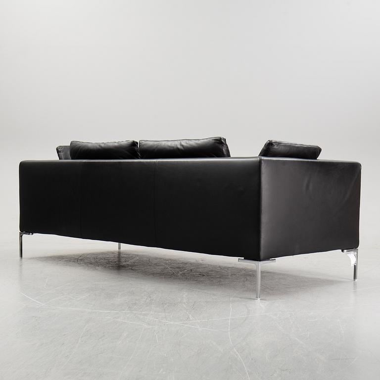 Antonio Citterio, a black leather "Charles" sofa, B&B Italia.