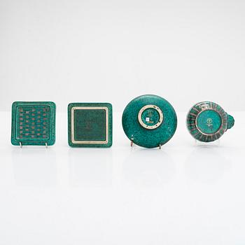 Wilhelm Kåge, skålar, 2 st, samt ask med lock, "Argenta", Gustavsberg.