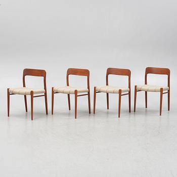 Niels Otto Møller, stolar, 4 st, modell 75, Danmark, 1960-tal.