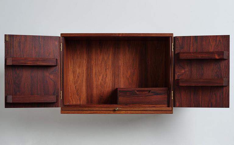 Svend Langkilde, a rosewood wall hung bar cabinet, Langkilde Møbler, Denmark 1960s.