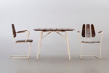 TRÄDGÅRDSGRUPP, 6 delar,  Herman Perssons Järn- och trämanufaktur i Bjärnum, 1950/60-tal.