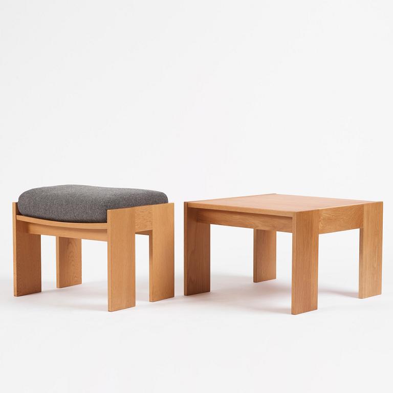 Uno & Östen Kristiansson, a pair of armchairs, an ottoman and a table model "Breda", Luxus, Vittsjö 1960s.