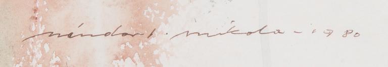 Nandor Mikola, watercolour, signed and dated 1980.