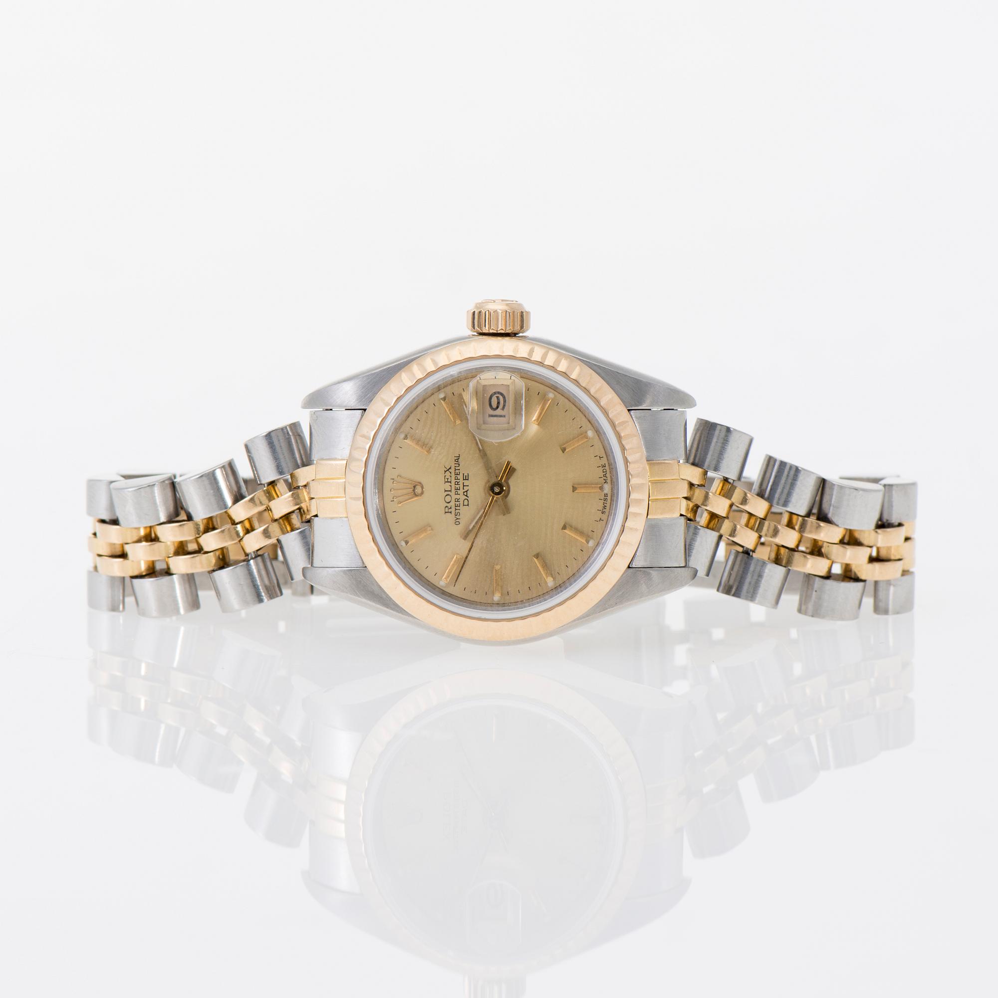 ARMBANDSUR, dam, Rolex Oyster Date Perpetual, guld/stål. Original etui. 1987.
