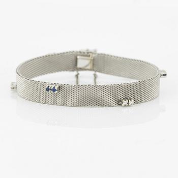 Bracelet, white gold with single-cut diamonds and sapphires.