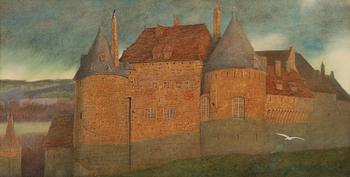 Unknown artist, 19th century, Borg by the water.