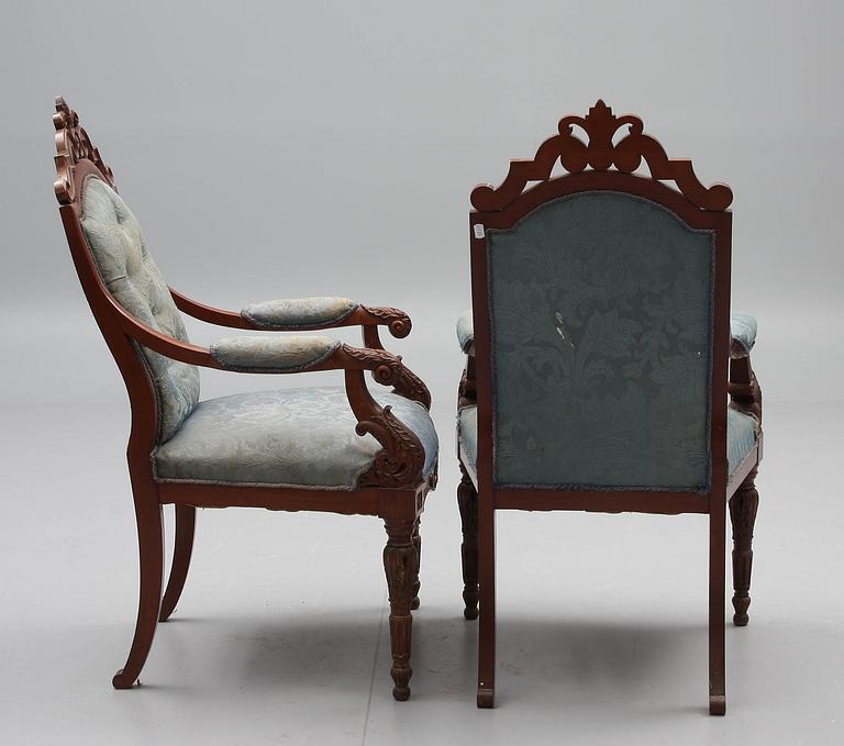 KARMSTOLAR, 4 st, nyrenässans, 1800-talets slut.