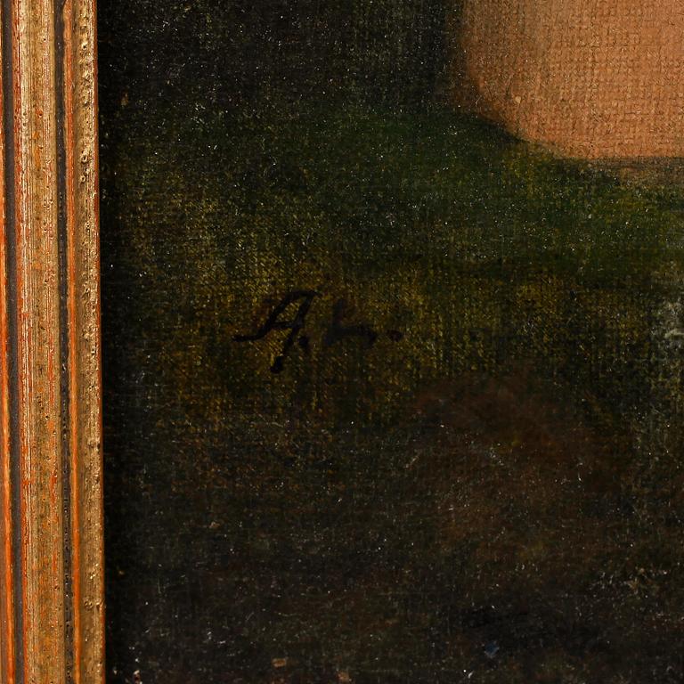 OKÄND KONSTNÄR, olja på duk, monogramsignerad AL.