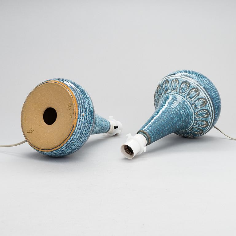 Einar Johansen Söholm, bordslampor, ett par, stengods, Danmark, 1900-talets senare del.