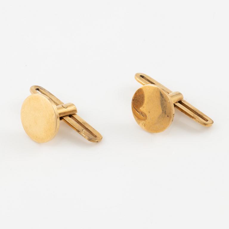Manschettknappar och skjortknappar, sex stycken, 18K guld.