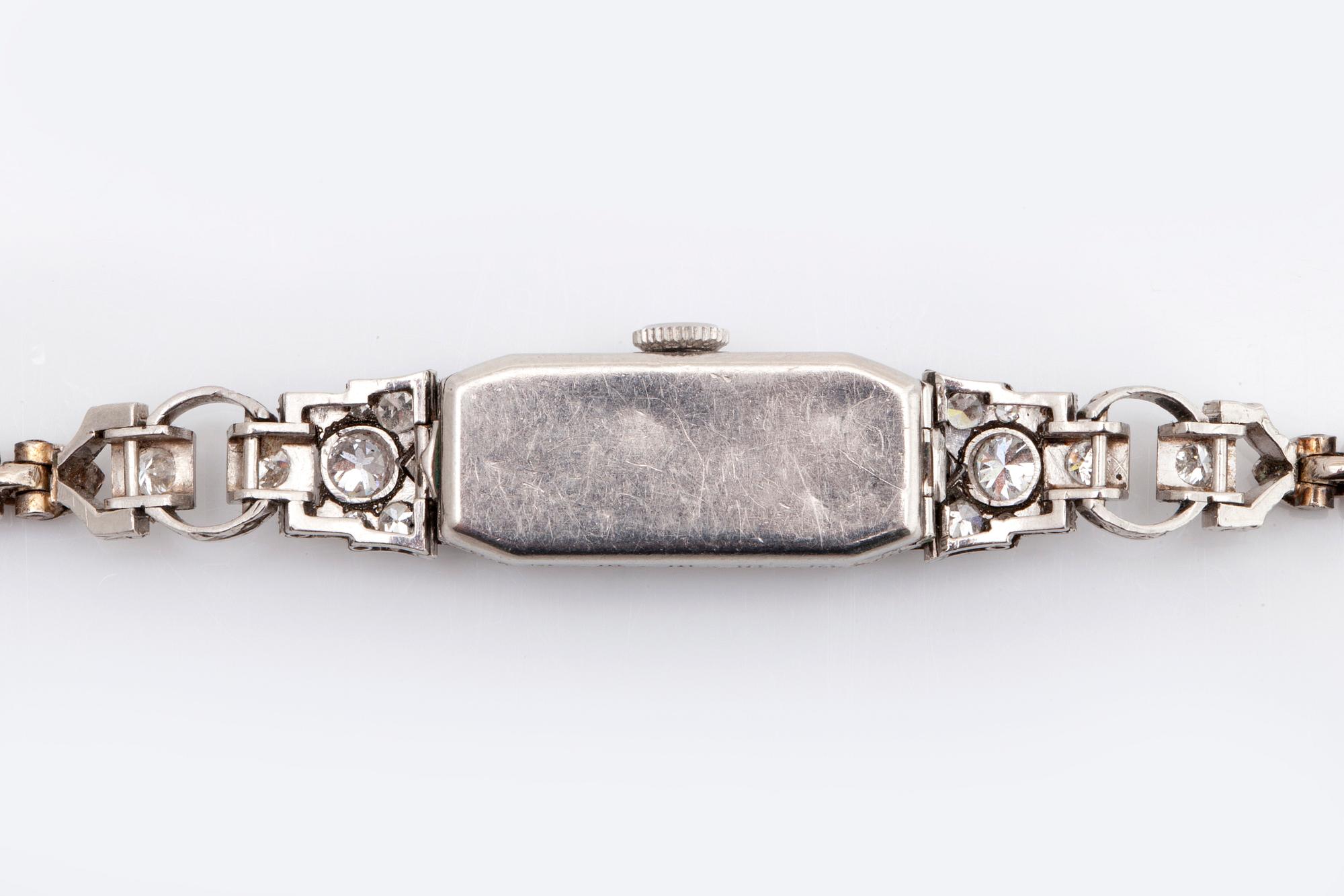 WRISTWATCH Opera, 18k whitegold, old-cut diamonds approx 1 ct, approx 15 x 8 mm, manual.