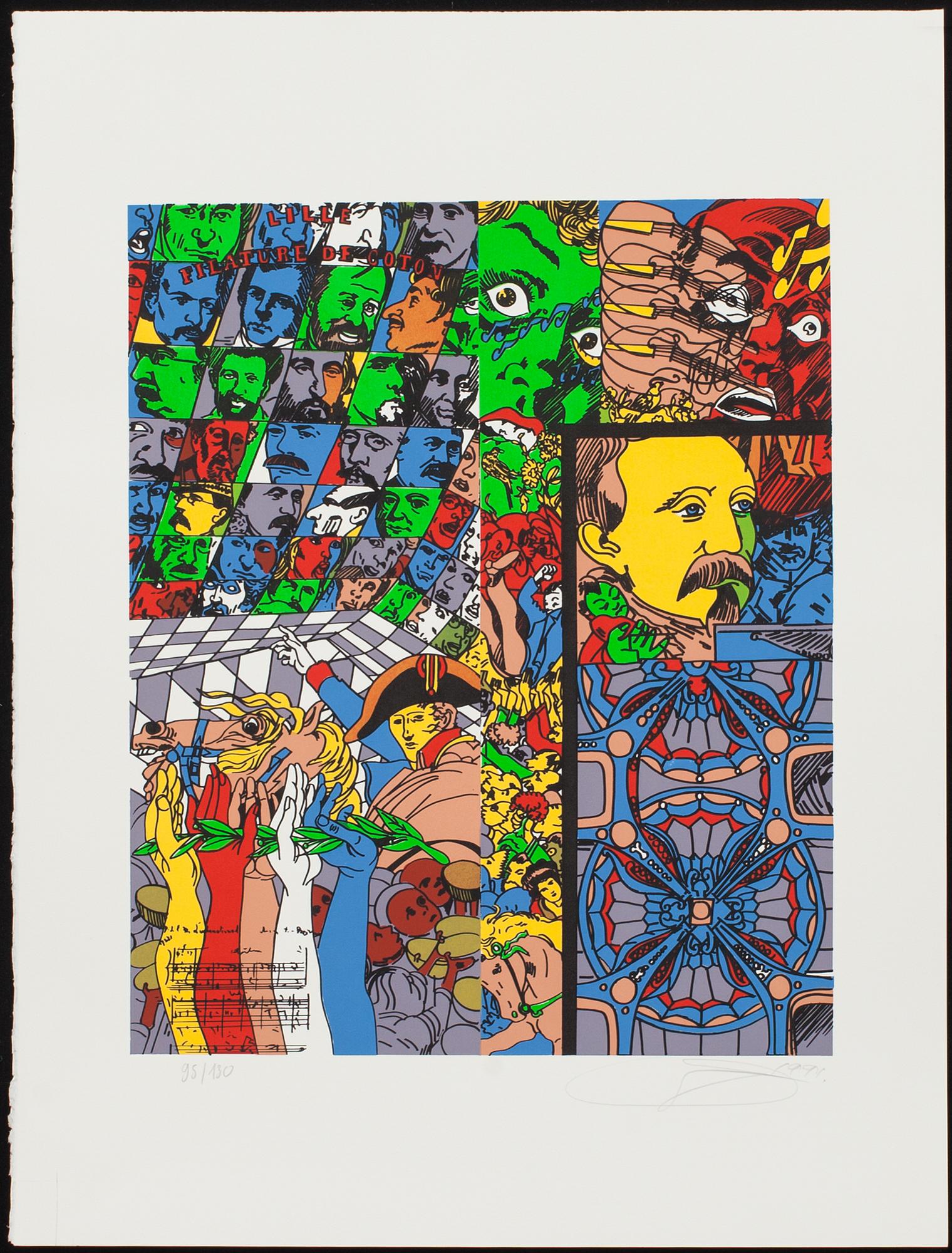 GUDMUNDUR ERRÓ, färglitografi, signerad, numrerad 95/130 och daterad- 1991.