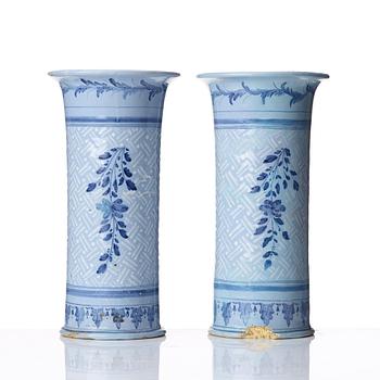 A pair of trumpet shaped Swedish faience vases, mid 18th Century.