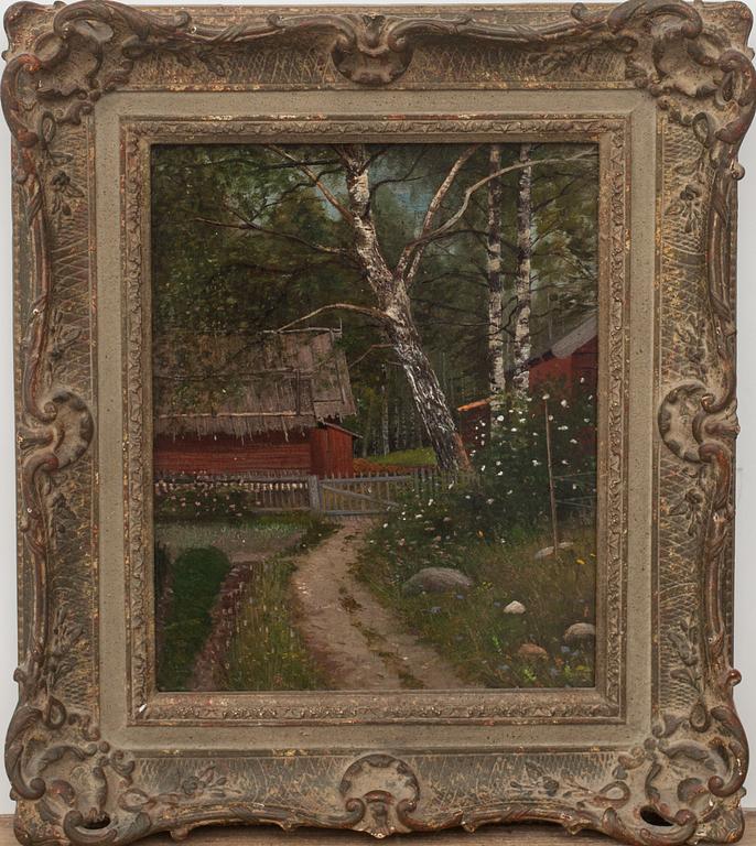 OKÄND KONSTNÄR, olja på pannå, ej signerad. 1800-talets slut.