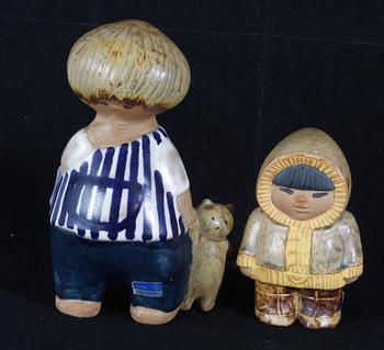 FIGURINER, 2 st, stengods. Lisa Larson.
