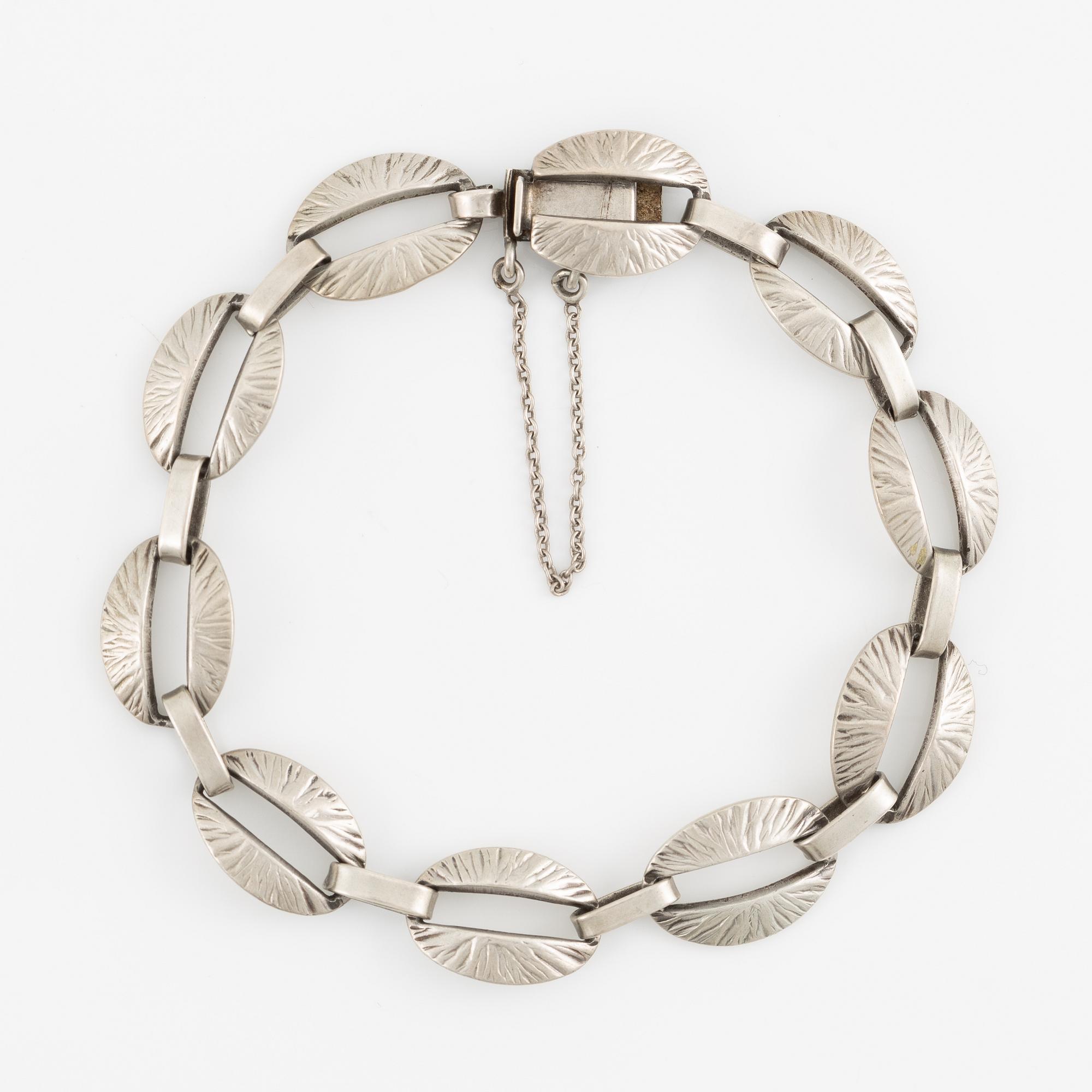 Two bracelets, Victor Janson, silver, one set with tiger's eye.