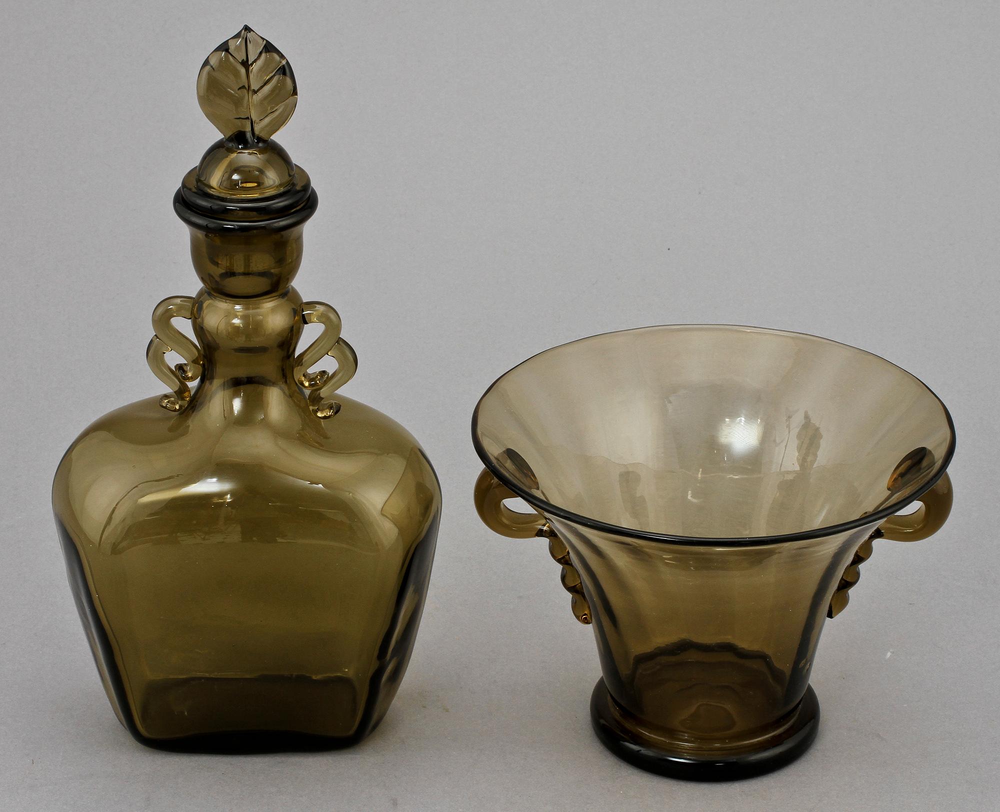 KARAFF samt SKÅL, glas, Simon Gate, 1900-tal.