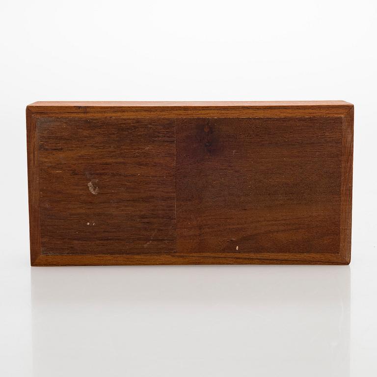 Cigarettskrin, teak, silver och glas, Turun Hopea, Åbo 1965.