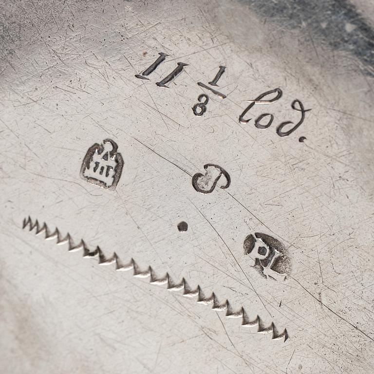 A Swedish 18th century parcel-gilt silver jug, mark of Petter Lund 1727.