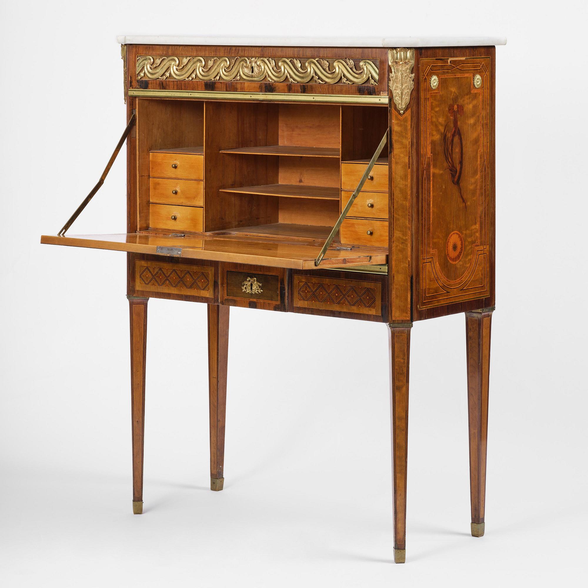 A Gustavian 18th century secretaire by Gottlieb Iwersson, master 1778, not signed.