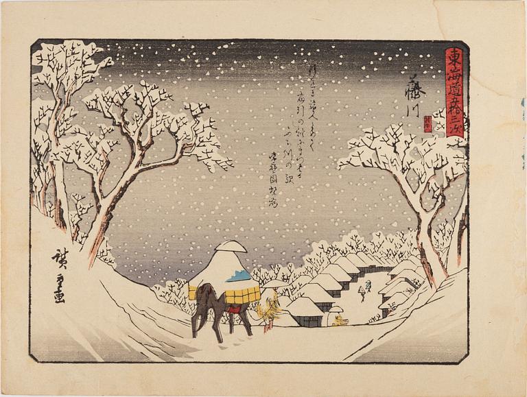 Ando Utagawa Hiroshige, efter, färgträsnitt, 56st, Japan, 1900-talets mitt.