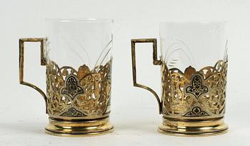 TEGLAS, ett par, silver och glas, Sovjetryssland, 1900-tal.