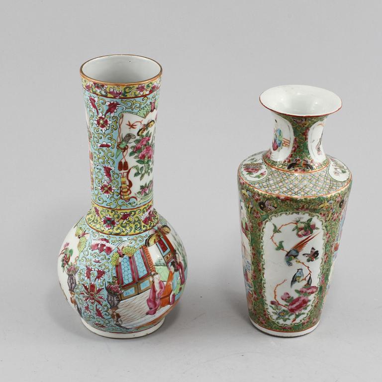 VASER, 2 st, porslin, Kanton, Kina, 1800/1900-tal.