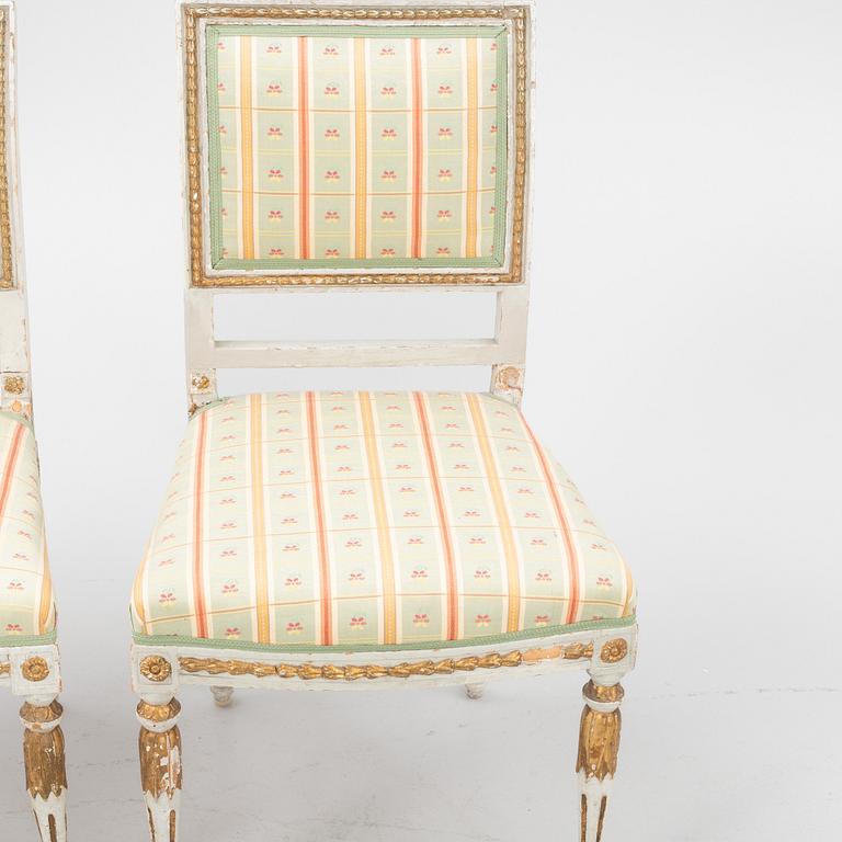 A pair of late Gustavian chairs, Stockholm, late 18th century.
