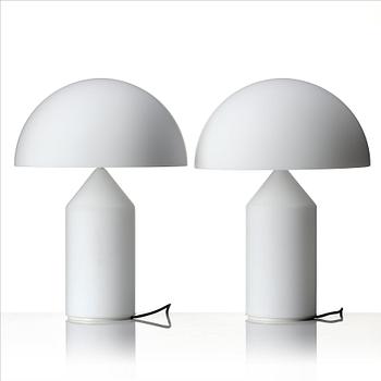 Vico Magistretti, a pair of "Atollo", table lamps, Oluce, Italy, post 1977.