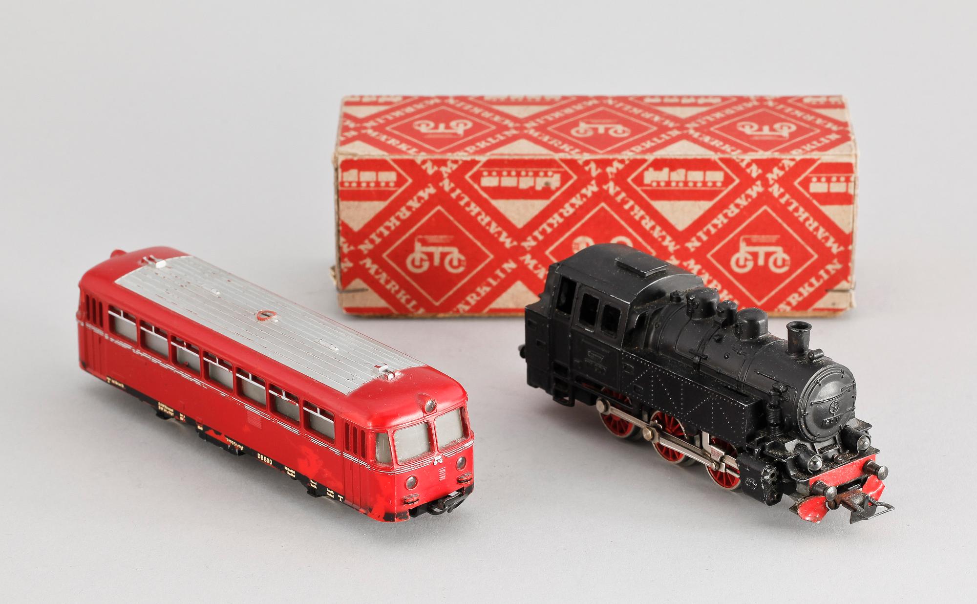 MODELLOK samt VAGN, Märklin, TM 800 samt DB 800. 1930-50-tal.