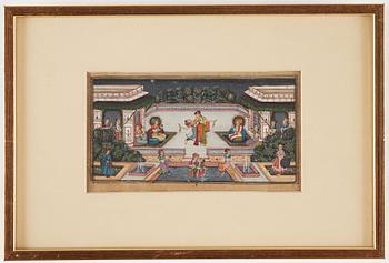 ALBUMBLAD, bläck och färg på papper. Indien, 17/1800-tal.