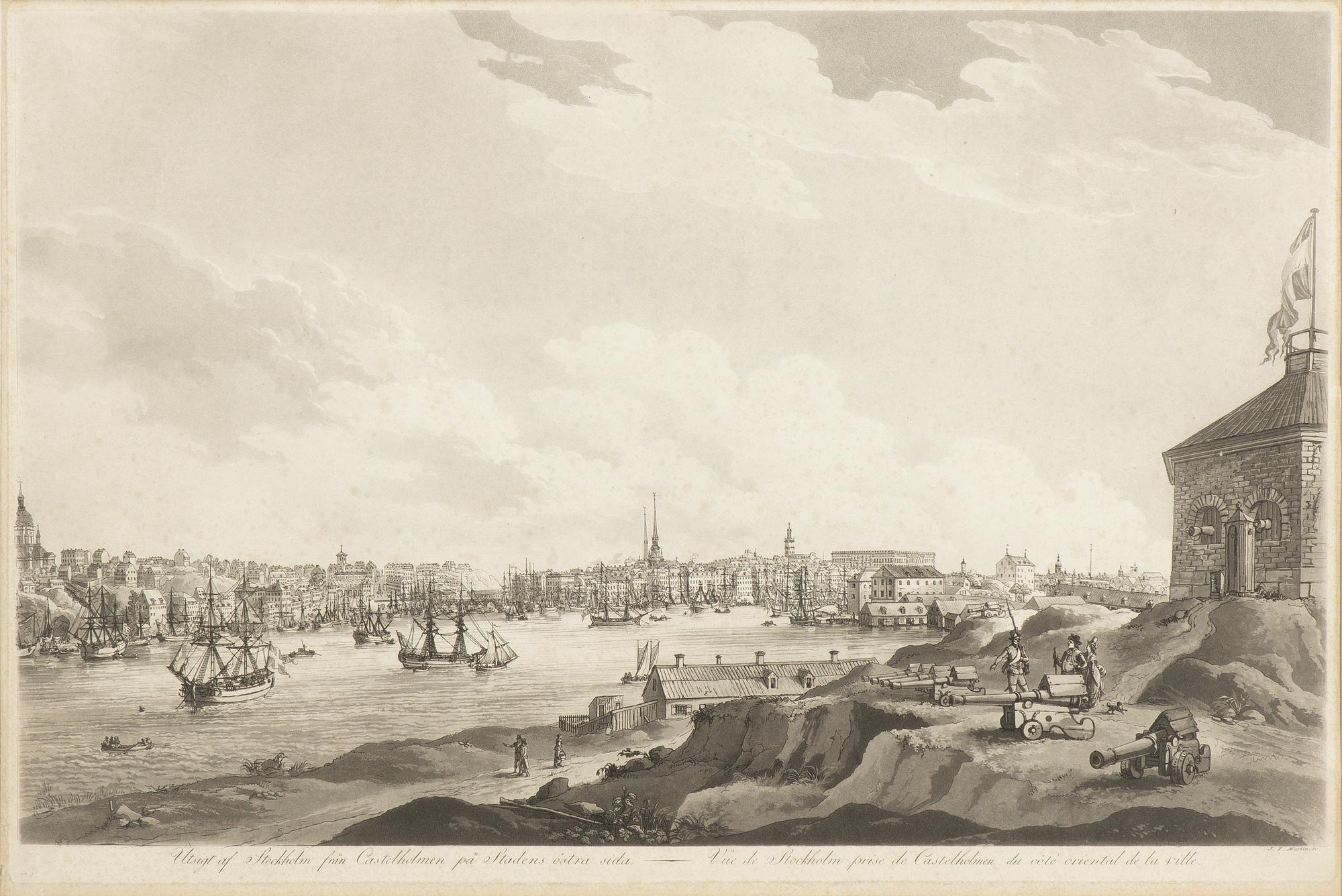 Johan Fredrik Martin,  "Utsigt af Stockholm från Stadens södra sida & "Vue de Stockholm pris de Castelholmen du côté...".