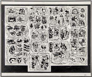 ALBERT JOHANSSON, blandteknik/collage, "Substitution V", 1966.