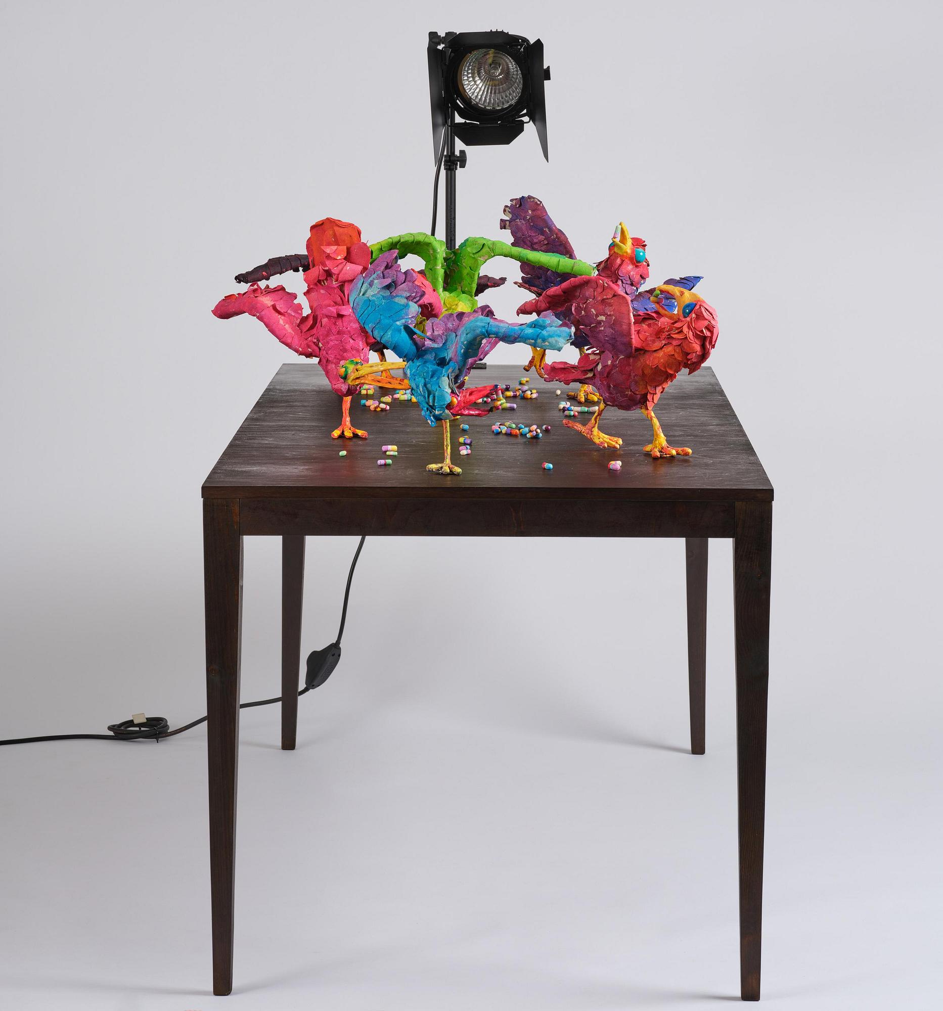 Nathalie Djurberg & Hans Berg, "A Thief Caught in the Act (Flock of Birds)".