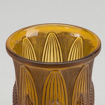 VAL ST LAMBERT, a moulded glass vase around 1925.