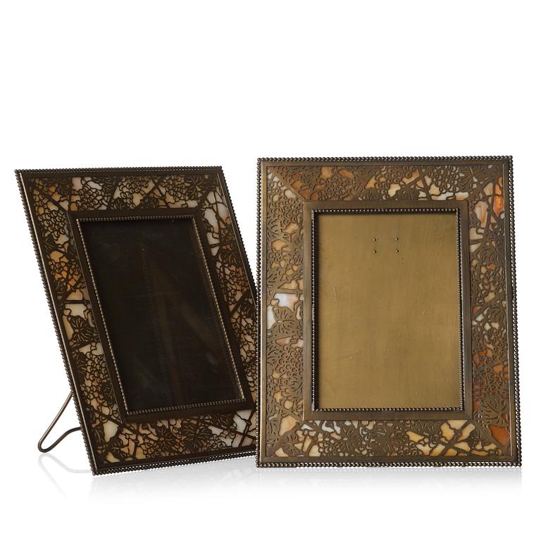 Tiffany Studios, two metal and glass desk picture frames, New York, early 20th century, model 918.