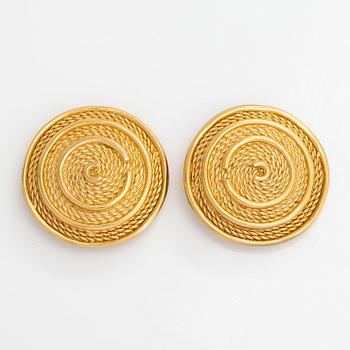 Dior, a necklace and a pair o earrings, both gold coloured metal. Marked  Chr. Dior and Chr. Dior Germany. 1980s.