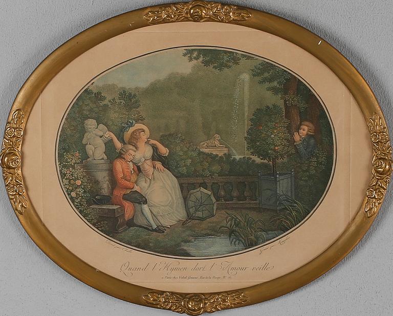 XYLOGRAFIER, 2 st, bl a efter Challe, 1800-/1900-tal.